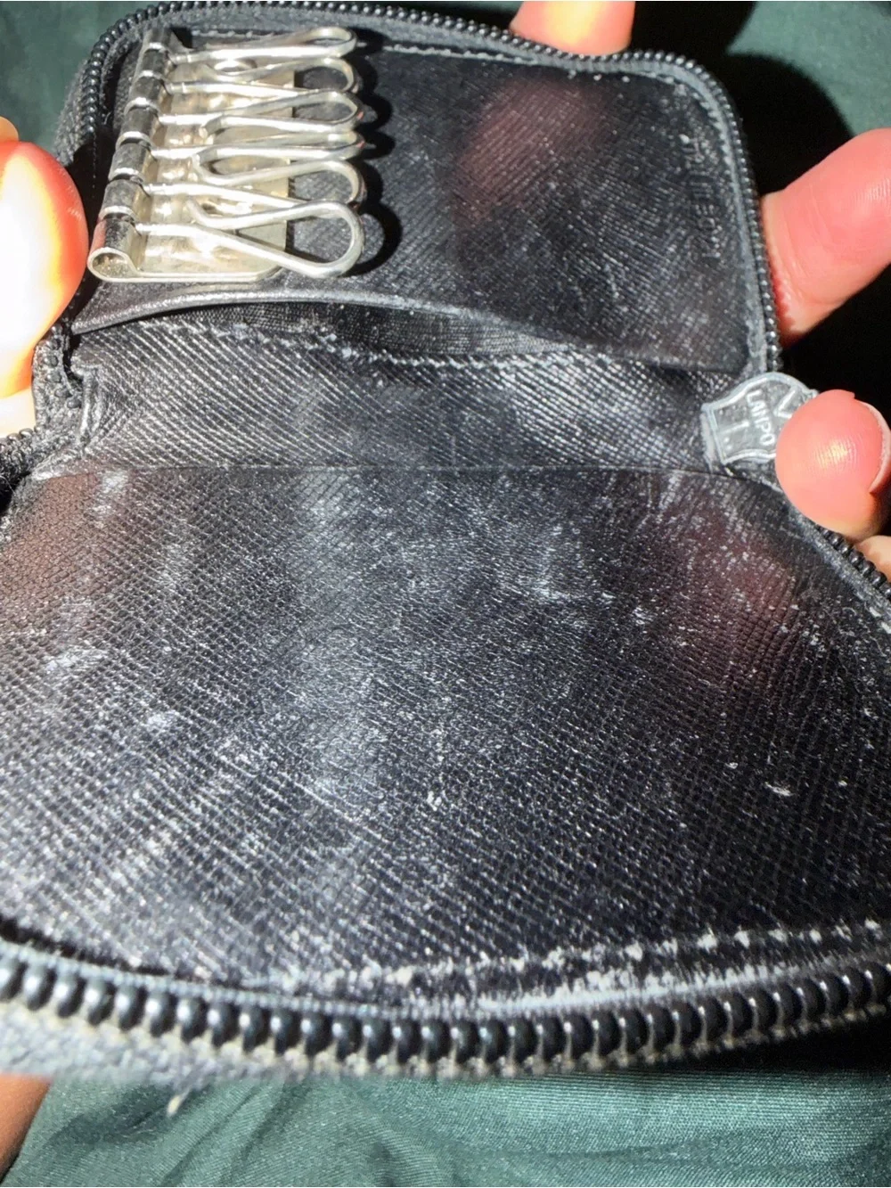PRADA Black Saffiano Leather Zip key cles